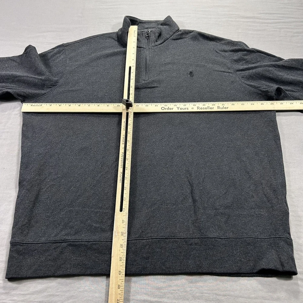 Polo Jeans Ralph Lauren Sweater Mens XL Gray Herringbone 1/4 Zip Lighweight Golf